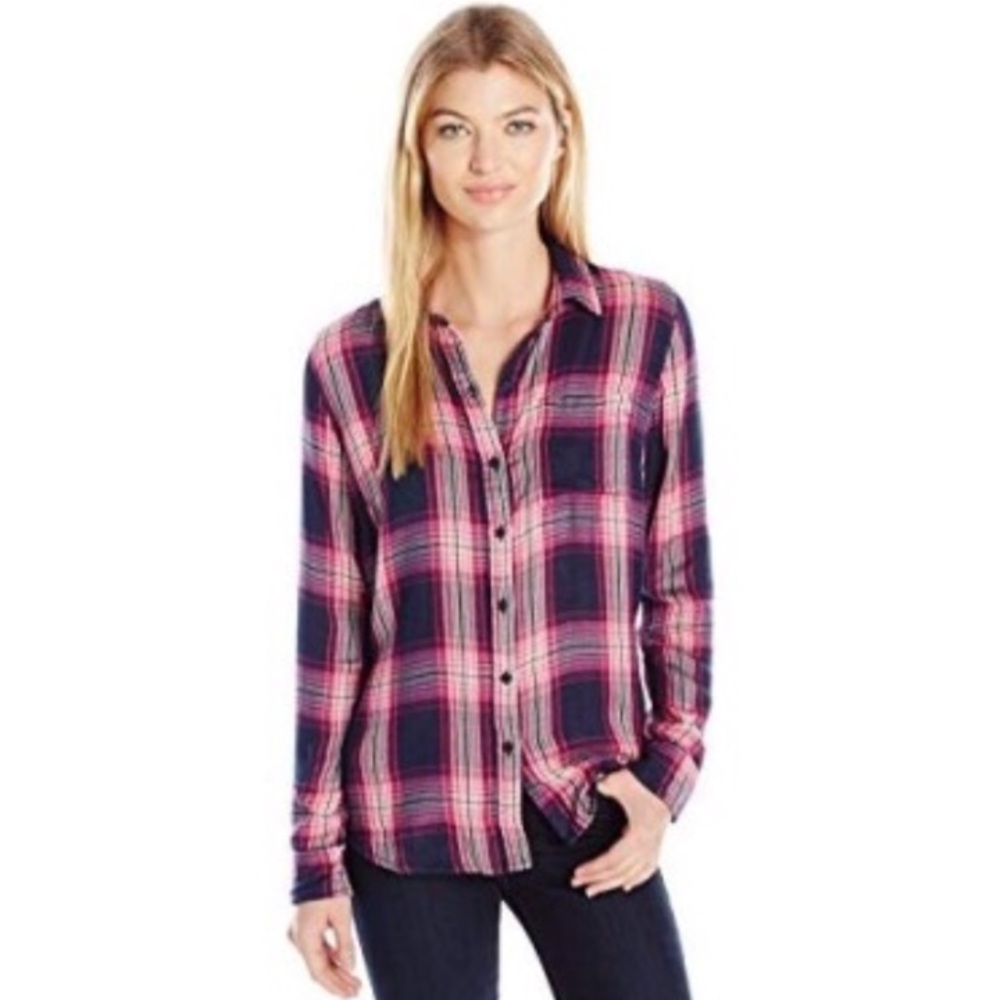 SOLD NEW Lucky Brand pink & purple plaid button down S - Picture 4 of 5